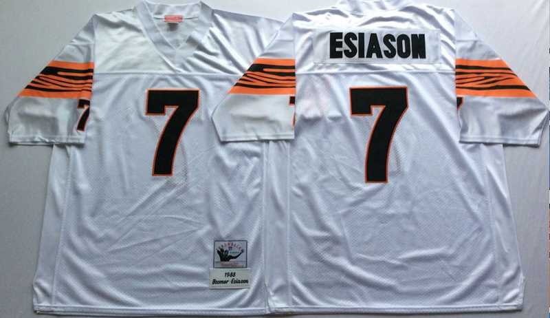 Bengals 7 Boomer Esiason White M&N Throwback Jersey->nfl m&n throwback->NFL Jersey